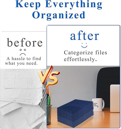 Zzrywuty File Folders with Pockets Letter Size, 50-Pack Paper Folders with Card Slot, Two Pocket Folders for School Students, Businessmen, Home and Office Workers（Old Blue）