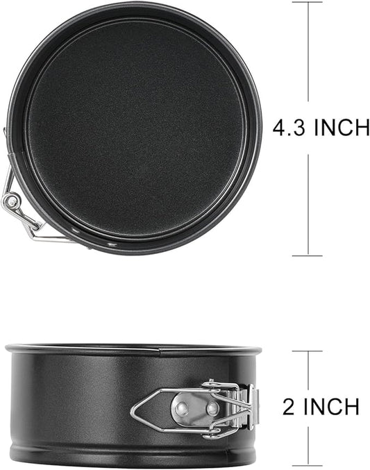 Hiware 4-Inch Mini Springform Pan Set - 4 Piece Small Nonstick Cheesecake Pan for Mini Cheesecakes, Pizzas and Quiches