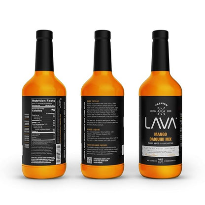 LAVA Premium Mango Daiquiri Mixer, Non-Alcoholic Natural Mango Mix for Cocktails, Smoothies, Margaritas, Daiquiris, Soda, and More. Made with Real Mango Juice, Cane Sugar, Agave Nectar. No Artificial Sweeteners, Flavors, or Colors. Gluten Free, Vegan, ...