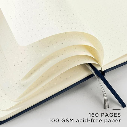 &And Per Se Dotted Journal Notebook, A5 Hardcover Bullet Dotted Journal, 160 Pages 100 gsm Thick Dotted Paper, 3 Sheets of Stickers Included - 5.7'' x 8''（Dark Blue）