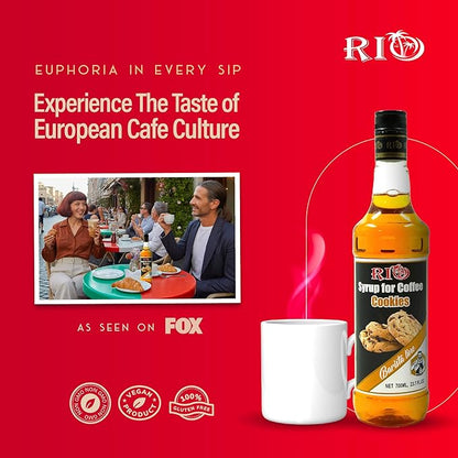 RIO Cookies Coffee Syrup for Hot or Iced Drinks and Desserts, Sweet and Nostalgic Flavoring Sweetened with Pure Cane Sugar, Barista-Grade Flavor Syrups For Coffee Drinks at Home & Work - 700ml