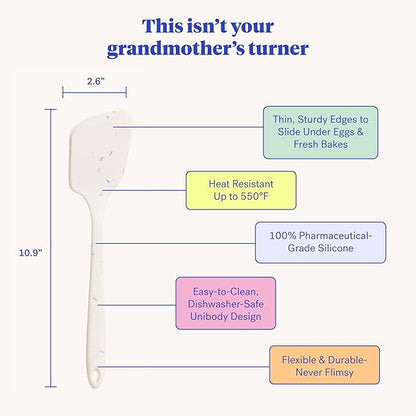 GIR: Get It Right Silicone Spatula Turner - Mini 11 In Sprinkles - Seamless One-Piece Nonstick Heat-Resistant Rubber Spatula for Cooking & Baking - Dishwasher-Friendly Kitchen Utensil