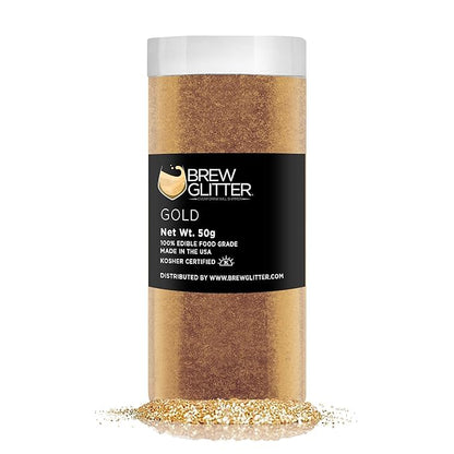 Gold BREW GLITTER Edible Glitter For Drinks, Cocktails, Beer, Garnish Glitter & Beverages | KOSHER & HALAL Certified | 100% Edible & Food Grade | Vegan, Gluten, Nut Free (50g, Gold)