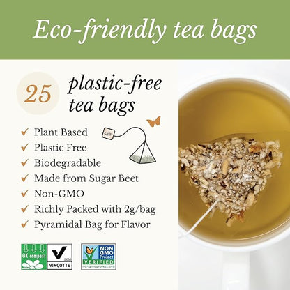 Wild Bliss Organic Burdock Root Tea - Caffeine Free Herbal Detox Support - Pharmacopoeia Quality - 25 Plant Based Tea Bags