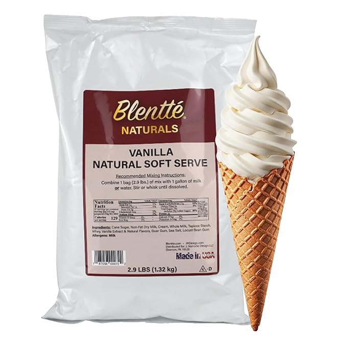 Blentte Soft Serve Ice Cream Mix - Natural Creamy Softserve Powder for Frozen Dessert Maker, Homemade Icecream, Gelato, or Yogurt - 4% Dairy Blend - Clean Label - Smooth Texture - Vanilla - 2.9 lbs