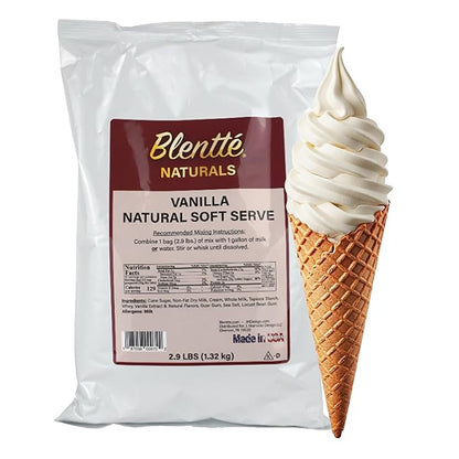 Blentte Soft Serve Ice Cream Mix - Natural Creamy Softserve Powder for Frozen Dessert Maker, Homemade Icecream, Gelato, or Yogurt - 4% Dairy Blend - Clean Label - Smooth Texture - Vanilla - 2.9 lbs
