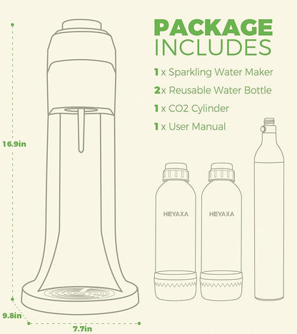 Sparkling Water Maker, Soda Maker Machine for Quickly Creating Refreshing Soda, Includes 2x BPA-Free 1L Carbonation Bottle, Compatible with 60L CO2 Carbonator (White, 1 L)