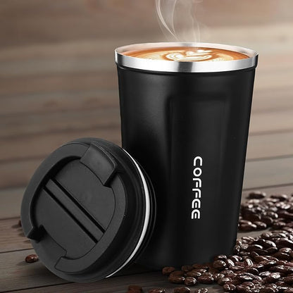 6 Pack Travel Coffee Mugs 12oz Double Wall Insulated Coffee Cups Bulk with Lid Vacuum Stainless Steel Leak Proof Reusable Portable Tumblers for Cold and Hot Drinks(Black, Blue, Green)