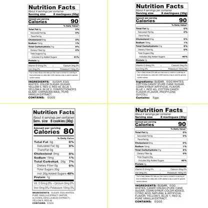4 Pack Krunchy Melts Original Meringue Cookies | Let's Celebrate 4-Pack | Birthday Cake, Cotton Candy, Rainbow Vanilla, Vanilla Sprinkles | Only 80-90 Calories Per Serving | Low Fat/Fat Free, Gluten Free, Dairy Free (4 Oz)