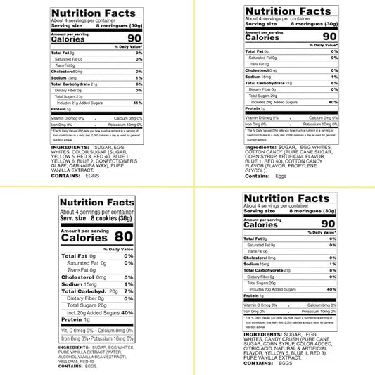 4 Pack Krunchy Melts Original Meringue Cookies | Let's Celebrate 4-Pack | Birthday Cake, Cotton Candy, Rainbow Vanilla, Vanilla Sprinkles | Only 80-90 Calories Per Serving | Low Fat/Fat Free, Gluten Free, Dairy Free (4 Oz)