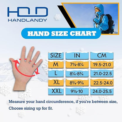 HANDLANDY Waterproof Insulated Work Gloves, 3M Thinsulate Thermal Winter Gloves for Men Women Touch Screen, Warm Ski Snowboard Cold Weather Gloves (Medium, Blue)