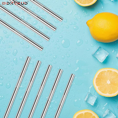 Newly Upgraded Extra Long 12In Metal Straws Reusable Set 12 PCS,BPA Free, Eco-Friendly Stainless Steel Straws Fit 40 oz Tumbler,for Hot/Cold Drinks