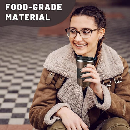Insulated Coffee Tumblers with Flip Lid 12oz / 17oz, Stainless Steel Travel Coffee Mug Leak Proof, Vacuum Insulated Coffee Mug Reusable Cup, Keeps Cold and Hot for Coffee Tea