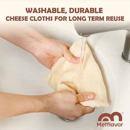 3Pcs Reusable Cheesecloth for Straining 20x20 Inch,100 Grade Cheese Cloths Hemmed Edges, 100% Unbleached Cotton Cheese Cloth,Ultra-Dense Cloth Strainer for Yogurt/Nut Milk/Baking Making 56x42 Weave