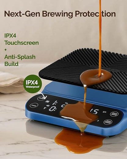 Maestri House S3 Coffee Scale with Timer, 3kg/0.1g Rechargeable Digital Scale, 3 Brew Modes, Adjustable Ratios & Flow Rate Display, Barista-Grade for Pour-Over, Espresso, French Press – Blue