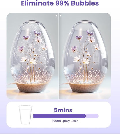EENOUR Resin Bubble Remover, Removes 99% of Air Bubbles in 5 Minutes, 98kPa Vacuum Chamber with Digital Display, Big Capacity bubble remover for Epoxy Molds Casting, UV Resin, Silicone, Jewelry Making