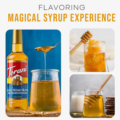 Jimoco® Syrup Pump Dispenser + Torani® Salted Honey Butter Syrup, 25.4 oz - Coffee Syrup Pump & Flavoring Bundle