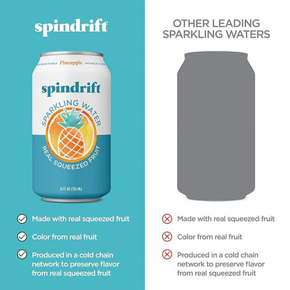 Spindrift Pineapple Sparkling Water Can 12 Ounce (Pack of 24)
