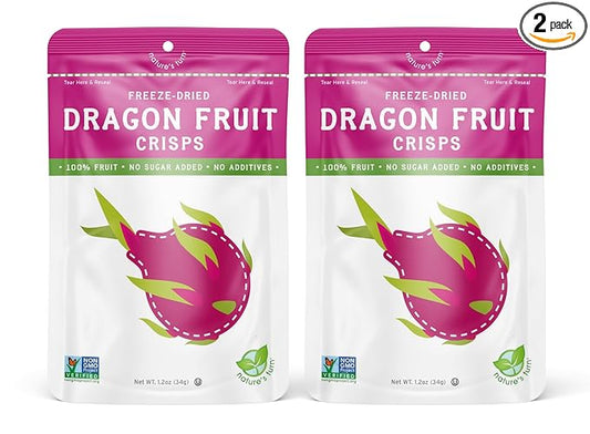 Nature’s Turn Freeze-Dried Fruit Snacks, Dragon Fruit Crisps, Pack of 2 (1.2 oz Each)