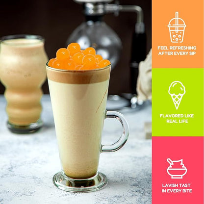 Fanale Popping Boba Pearls for Bubble Tea - 7 pound (Pack of 4) | Passion Fruit | Bursting Boba Pearls Bubble | Fruit Juice Flavor for Shakes, Dessert, Smoothie | FPB005-CS