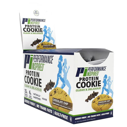 Performance Inspired Nutrition Protein Cookie - Contains: BIG 14G Isolate Proteins - 6G Of Fiber - All Natural - Gluten Free - No Artificial Ingredients - Chocolate Chip Flavor - 12 Count