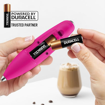 Zulay Kitchen Patented Tornado Triple Whisk Milk Frother with 4 Duracell Batteries – Handheld Foam Maker for Coffee, Lattes, Matcha & Hot Chocolate – Rich, Creamy Froth in Seconds