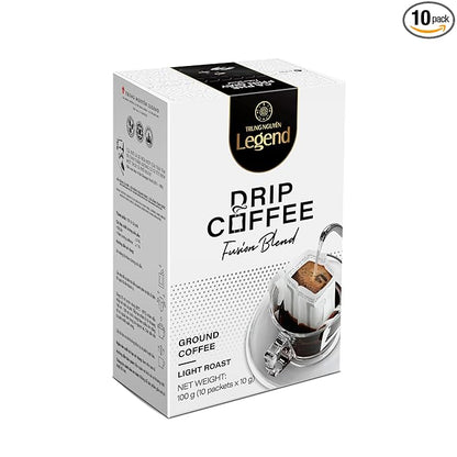 TRUNG NGUYEN LEGEND FUSION BLEND Signature Hand Drip Coffee Bag, Single-Served Pour Over Coffee, Portable Filter Bag for Travelling, Camping, Rich Flavourful Taste (10 Packets/Box)