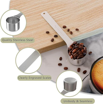 1PCS 2 Tablespoon(2tbsp, 30ml, 1/8cup) Coffee Scoop, Long Handle Measuring Spoon, Stainless Steel Scooper