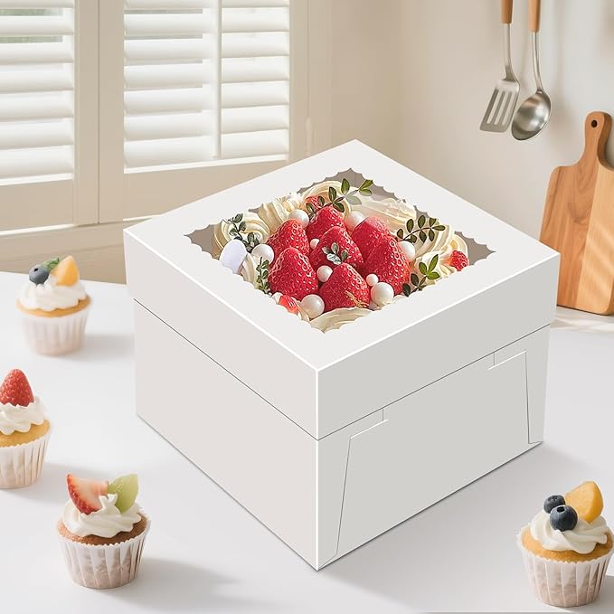 15 PCS Cake Boxes 12 Inch, 12x12x12 Tall Cake Box, 12 Inch Cake Box with Window, White Bakery Boxes, Large Baking Boxes, Cajas Para Pasteles, 12x12 Cake Boxes for Birthday, Wedding, Party, Business