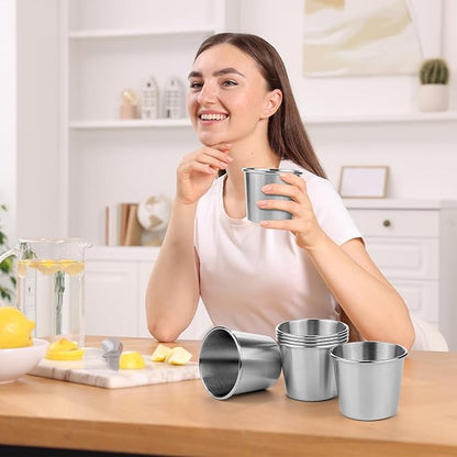 Resinta 6 Pack 5 oz Stainless Steel Cups Metal Shatterproof Stackable Pint Drinking Cups for Kids