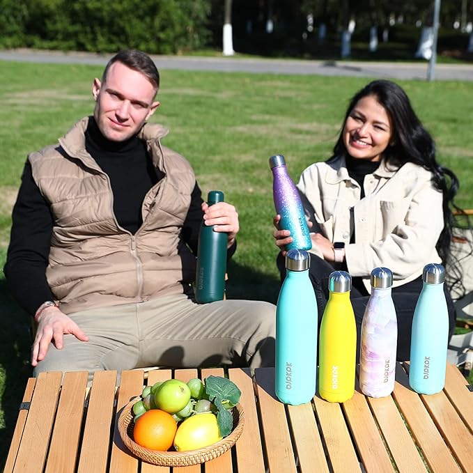 BJPKPK Stainless Steel Water Bottle 17Oz Double Wall Vacuum Insulated Bottle,Magnetite Turquoise