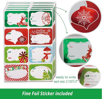 Party Funny 12 Christmas Gift Wrap Boxes for Wrapping Extra Large Clothes, 12 tissue paper and 80 Christmas Stickers(Assorted size for Shirts, Robes, Coats, Sweaters and xmas Holiday Present)