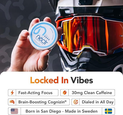 Nectr Energy Nootropic Pouches – Fresh Mint Flavored, Caffeine Pouches with Cognizin® Citicoline. Nicotine-Free Sugar-Free Brain Treats. Smooth, Sustained Focus & Energy Supplement - 5 Pucks of 16pcs