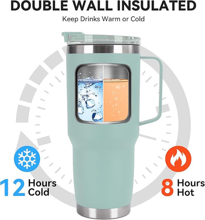 HASLE OUTFITTERS 30oz Tumbler Bulk with Handle, Insulated Travel Coffee Mug Set with Handle Leak-Proof Double Wall Stainless Steel Vacuum Tumblers Pack Metal Cup for Hot and Cold Drink