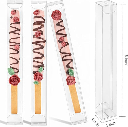 45 PCS Clear Pretzel Rod Boxes 1x1x8 Inches Gumball Tubes Box for 8, Individual Treat Box Transparent Plastic Candy Party Favor Boxes