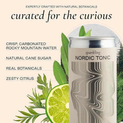 Strongwater Tonic Water Variety Pack (Pack of 12, 8.4 Fl Oz Each) - Includes Nordic Tonic, Indian & Spanish Tonic - Premium Craft Cocktail Mixers Sampler