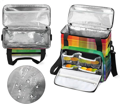 stripes colorful grid Coffee Maker Carring Bag Travel Carrying Storage Tote Bag Compatible with Keurig K-Mini or K-Mini Plus Portable Single Serve Coffee Brewer Case with Pockets for K-cup Pods