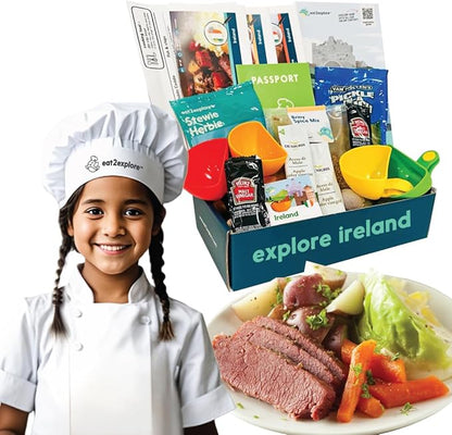eat2explore Cooking Kits for Kids – Interactive & Educational Kids Cooking Sets Real for Ages 5 and Up,3 Recipe Cards & Global Ingredients – Fun Gift for Young Chefs (Ireland Edition)