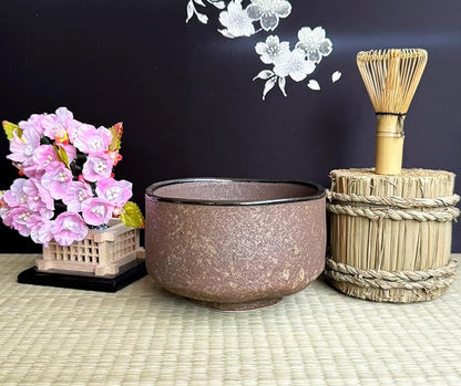 Japanese Traditional Handcrafted Mino Matcha Chawan Tea Bowl Cup Ceremony Tableware Pottery (Kin Kesshou)
