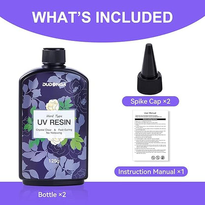 UV Resin 250g, DUDONGA Fast Curing Upgraded Crystal Clear Epoxy Resin Hard Type for Jewelry Making, Craft, DIY