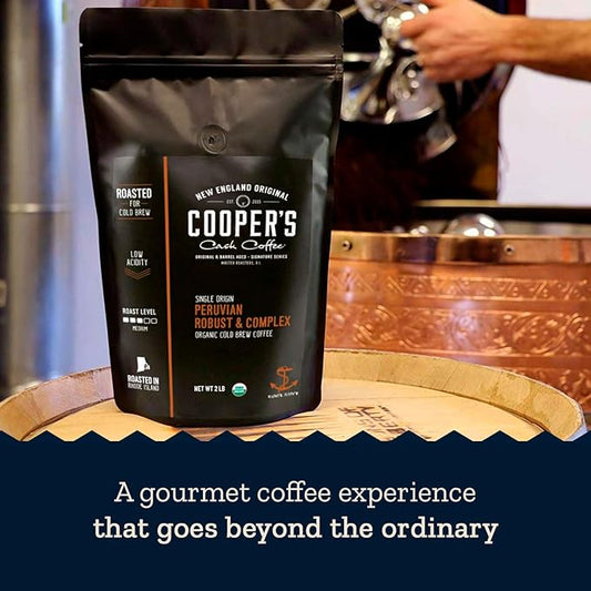 Organic Cold Brew Coffee Peru Reserve Single Origin Peruvian Coarsely Ground - 2 lb. Bag - Medium Roast