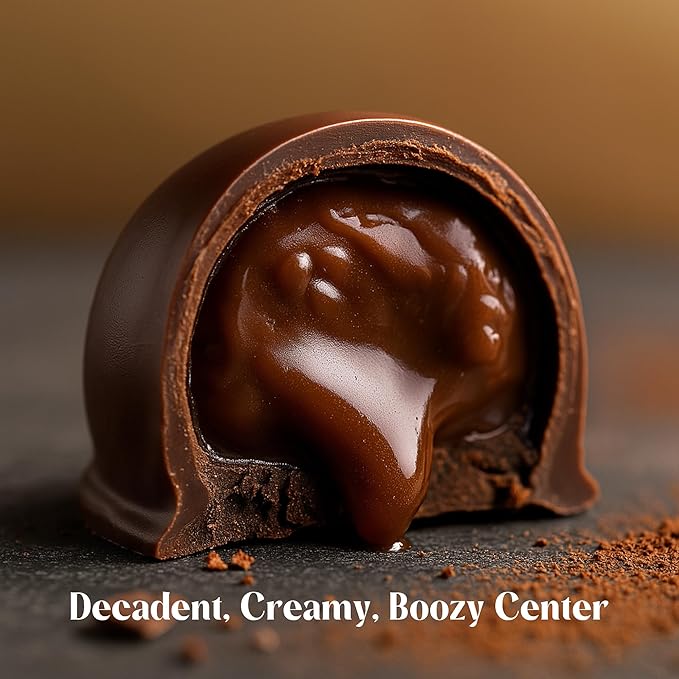 Andy Anand Chocolatier Champagne, Rum, Irish Cream & Kahlua Belgian Chocolate Truffles - Gluten Free Delicious & Divine Gourmet Liqueur Assortment - Perfect for Chocolate Lovers (24 Pcs)