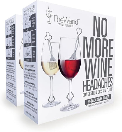 PureWine Wine Wands Purifier, 48 Wine Filters Remover Histamines Sulfite - May Reduce and Alleviate Wine Allergies & Sensitivities - Restores Taste, Perfect Wine Pourer, Gifting, Holiday (48 Pack)