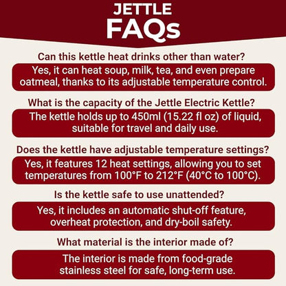 Electric Kettle - Travel Portable Heater for Coffee Tea Milk Soup - Stainless Steel Travel Water Boiler tea pot with Temperature Control - LED - Automatic Power Off - 450ml - Kitchen Appliance