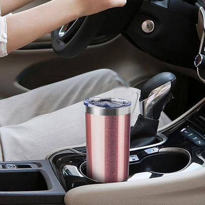 20 oz Skinny Tumbler with Lid and Straw,Stainless Steel Vacuum Insulated Tumbler Cup Double Wall Leak-proof Coffee Mug,Travel Thermal Water Tumbler for Office,Outdoor (Black/White/Rose gold/Silver)