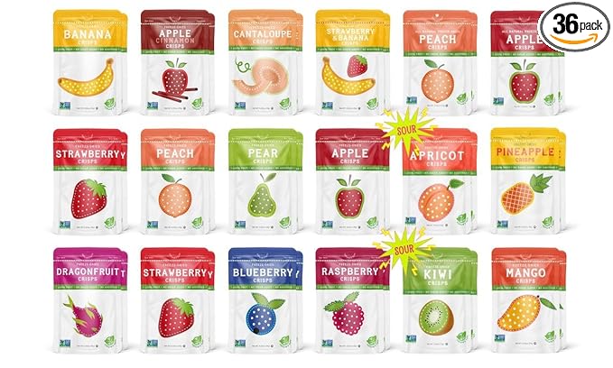 Nature’s Turn Freeze-Dried Fruit Crisps –Healthy, Gluten-Free,Crispy & Delicious, Plant-Based Snack, Ideal for Cereal, Smoothies, School Lunches, & On-the-Go, Ultimate Variety Bags of 36(0.53 oz Each)