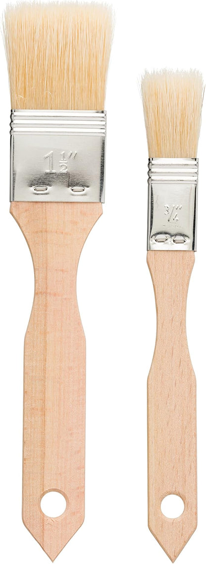 REDECKER Pastry Brushes Set with Untreated Beechwood Handles - 2 Different Sizes - Multi-purpose Brushes - Natural Bristle Basting Brush for Glazing and More - Wood Pastry Brush German Designed