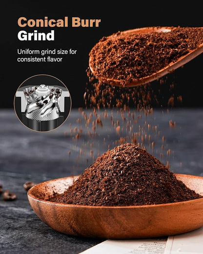 SHARDOR Conical Burr Coffee Grinder Electric, Espresso Coffee Bean Grinder with Precision Electronic Timer, Adjustable Burr Mill with 51 Precise Settings for Home Use, Stainless Steel Container