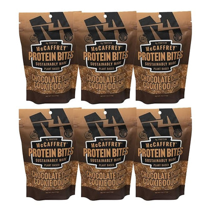 McCaffrey Protein Bites – Cookie Dough Flavor – 6 Multi-Serving 4oz Bags – 4g of Protein per Serving – Gluten-Free, Vegan, High Fiber Energy Snack for Active Families