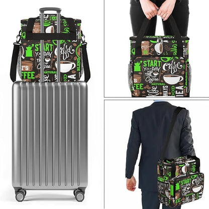 coffee beans cup green Coffee Maker Carring Bag Travel Carrying Storage Tote Bag Compatible with Keurig K-Mini or K-Mini Plus Portable Single Serve Coffee Brewer Case with Pockets for K-cup Pods